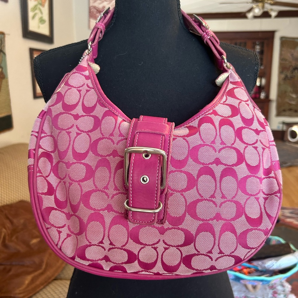 Vintage Coach Pink Patterned Women's Monogram Bag